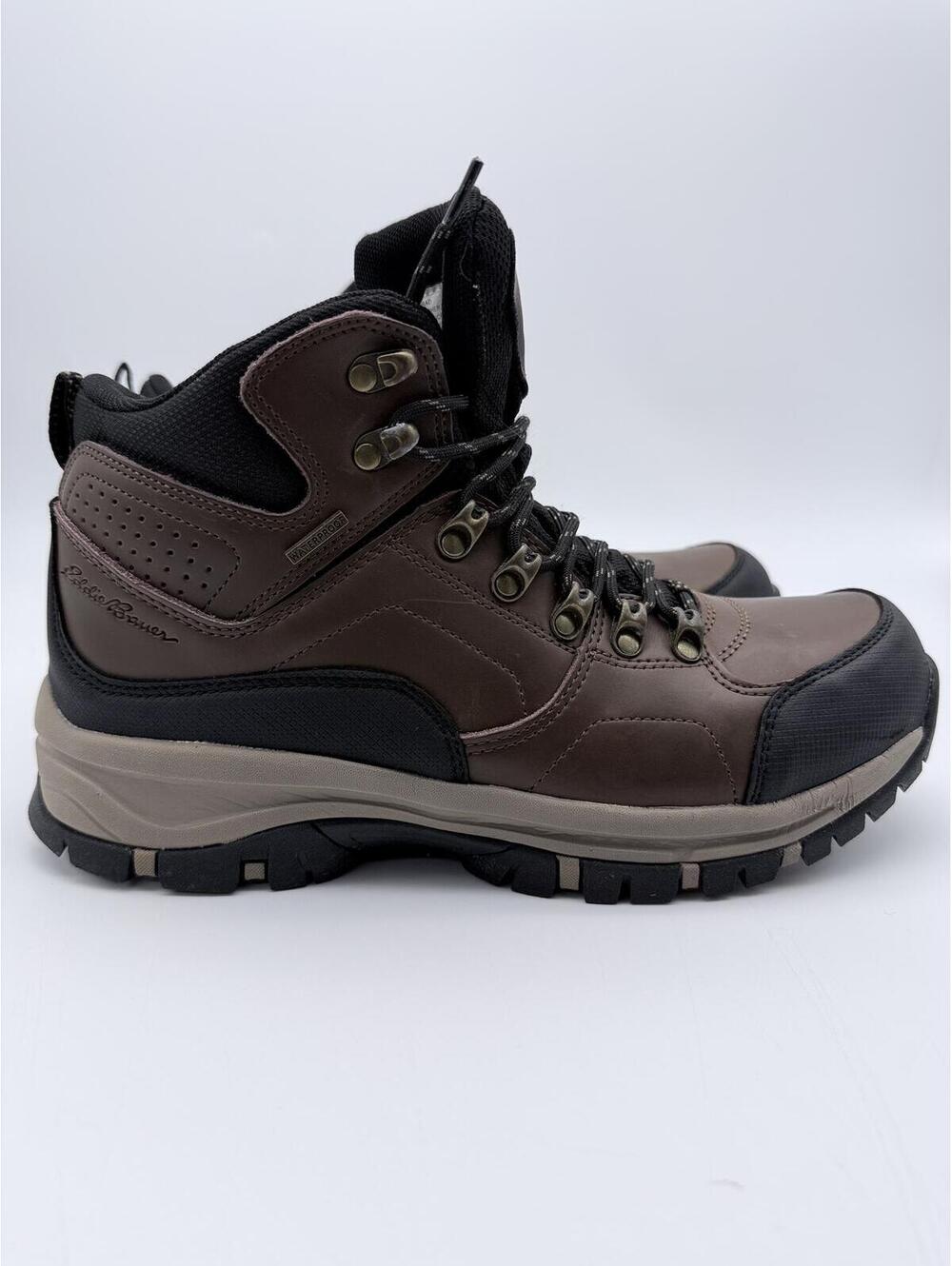 Eddie Bauer Brad Mens 9.5 Brown Leather Waterproof Hiking Boots